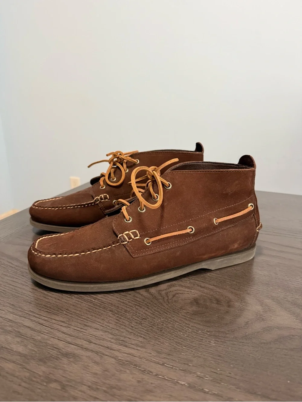 J.Crew Factory Men’s Leather Chukka Boots Brown Lace Up Size 12 BA031 New